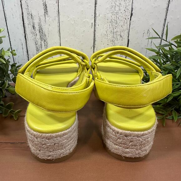 Tory Burch Sport Espadrille Raffia & Leather Platform Sandals Green Size 6 - Picture 5 of 8